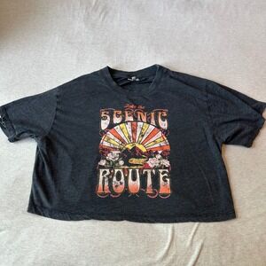 Self Esteem Take the Scenic Route Graphic Crop Top T-Shirt Charcoal Grey Medium